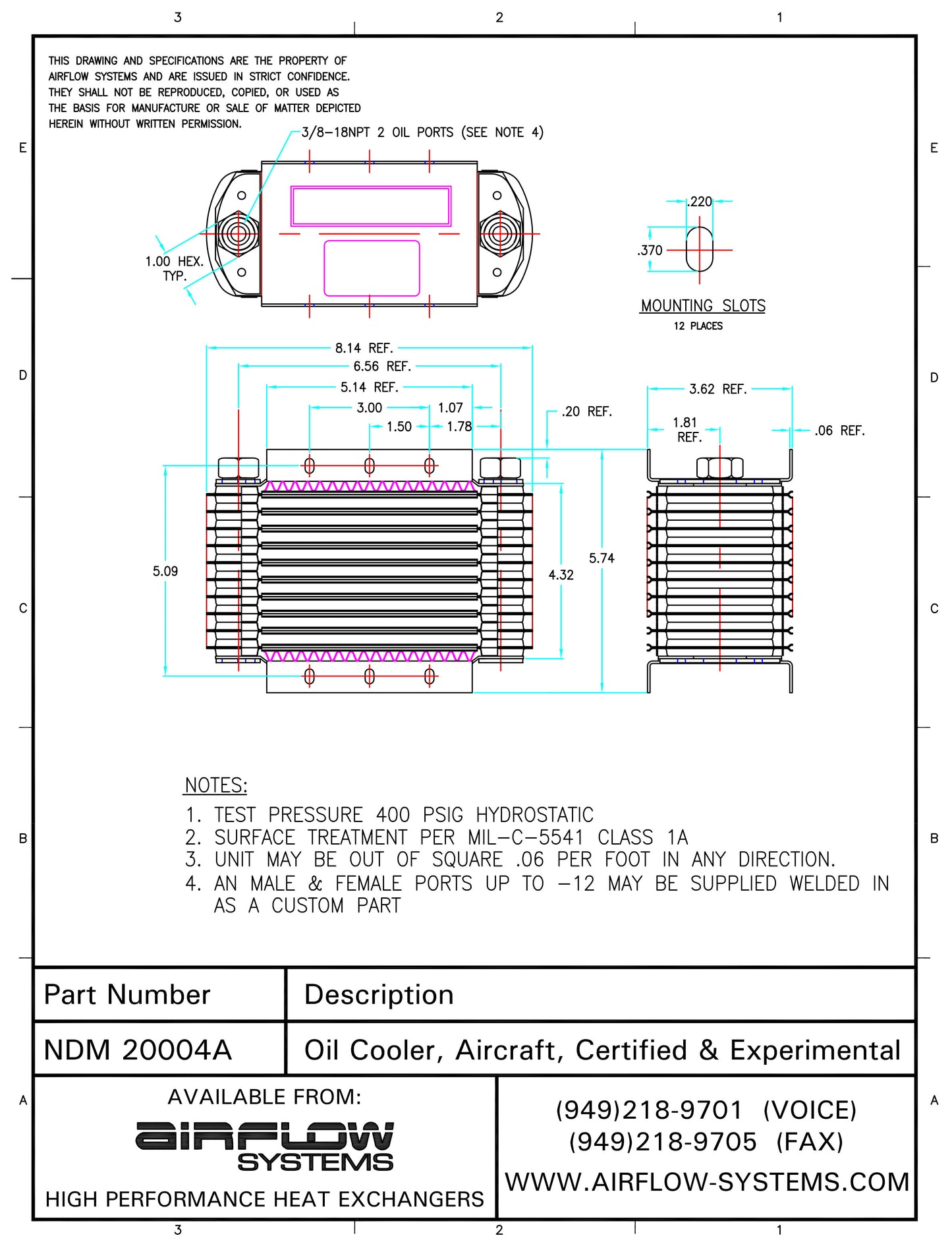 20004A NDM/NTP Aircraft Oil Cooler