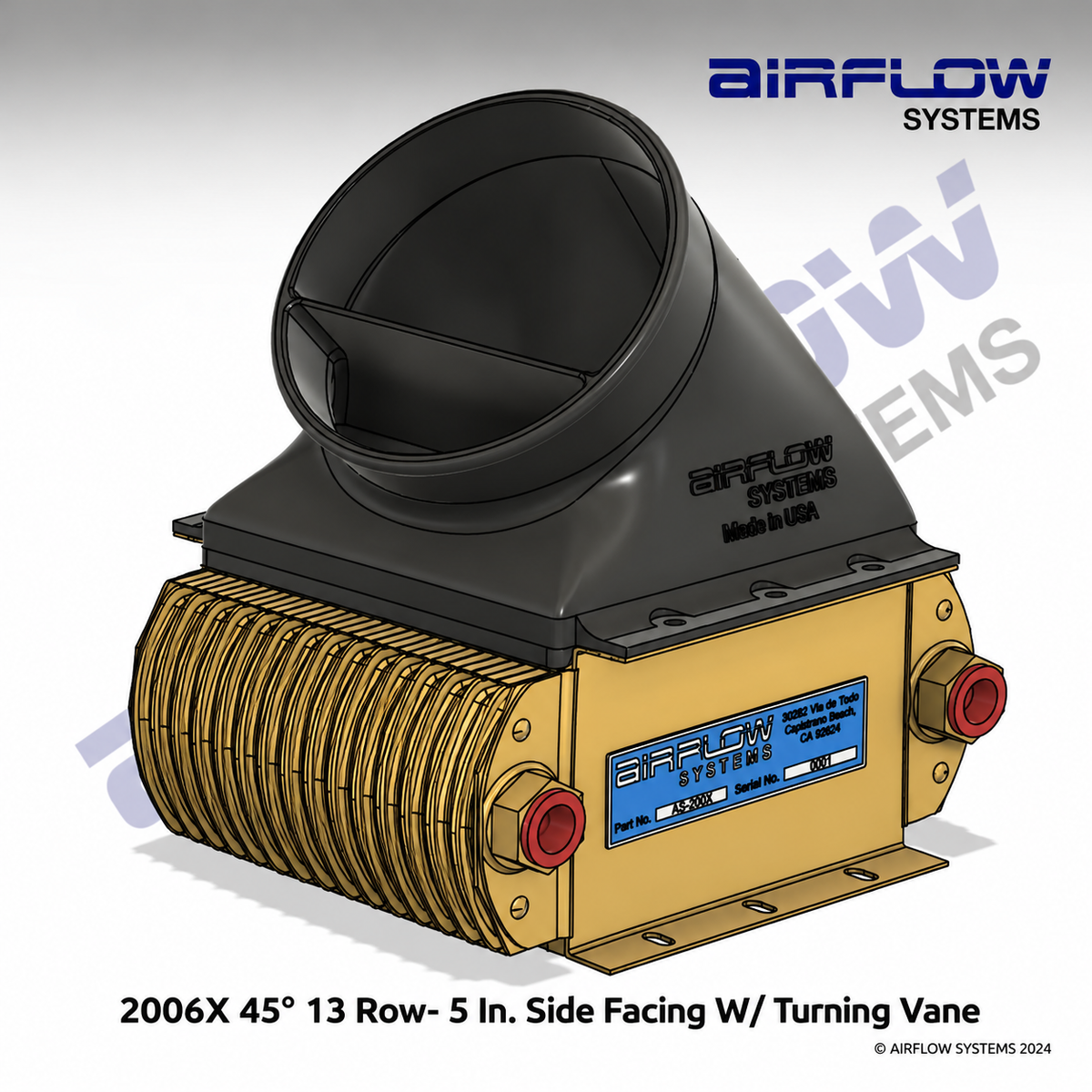 2006X 45 Degree 5 IN. Duct w/ Turning Vane- Side Facing