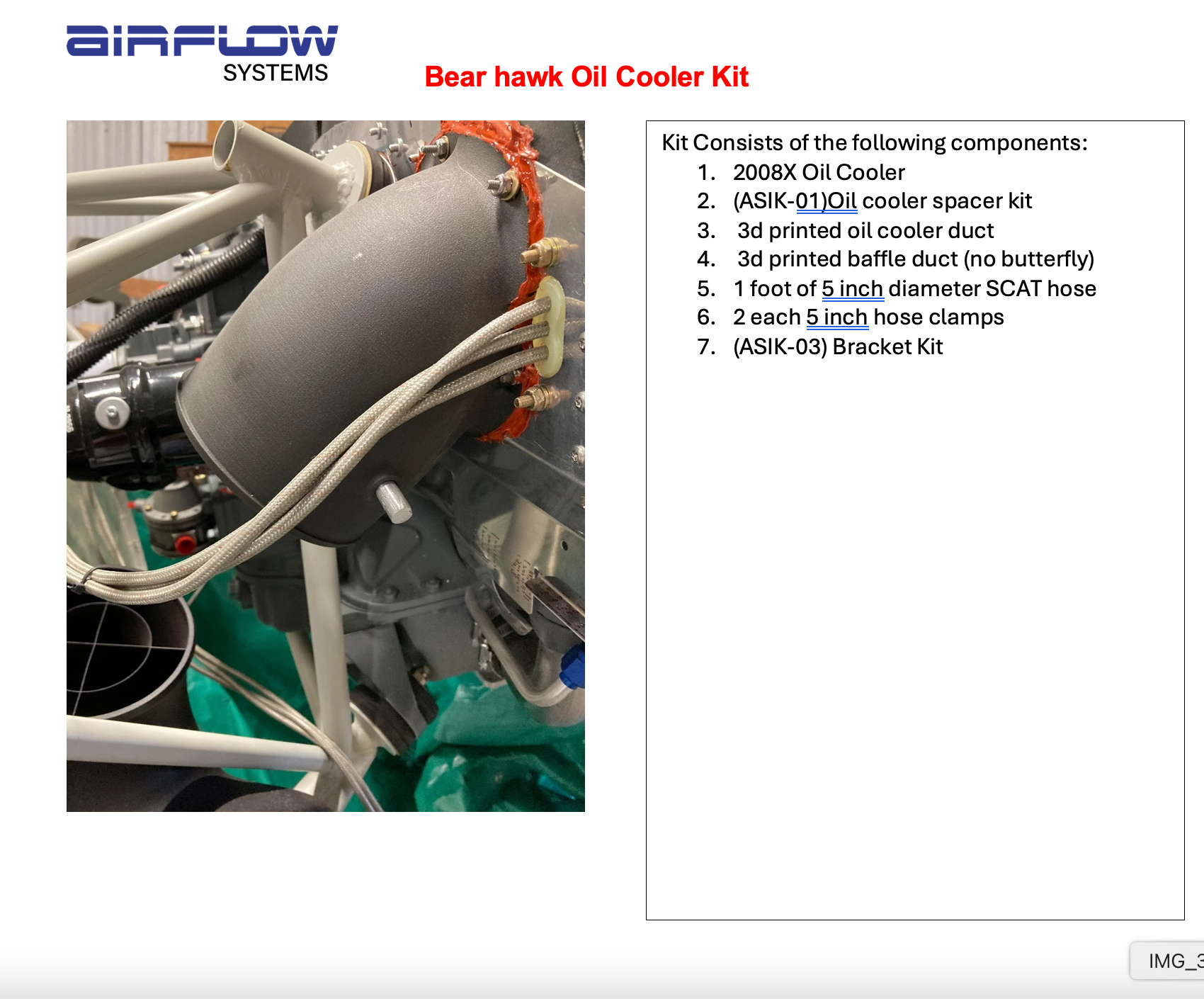 Bearhawk 2008X Oil Cooler Kit