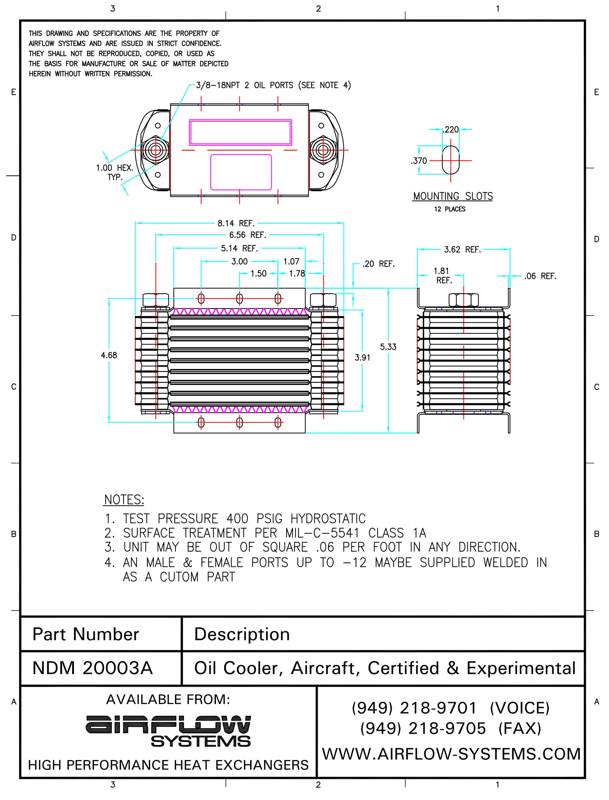 20003A NDM/NTP Aircraft Oil Cooler