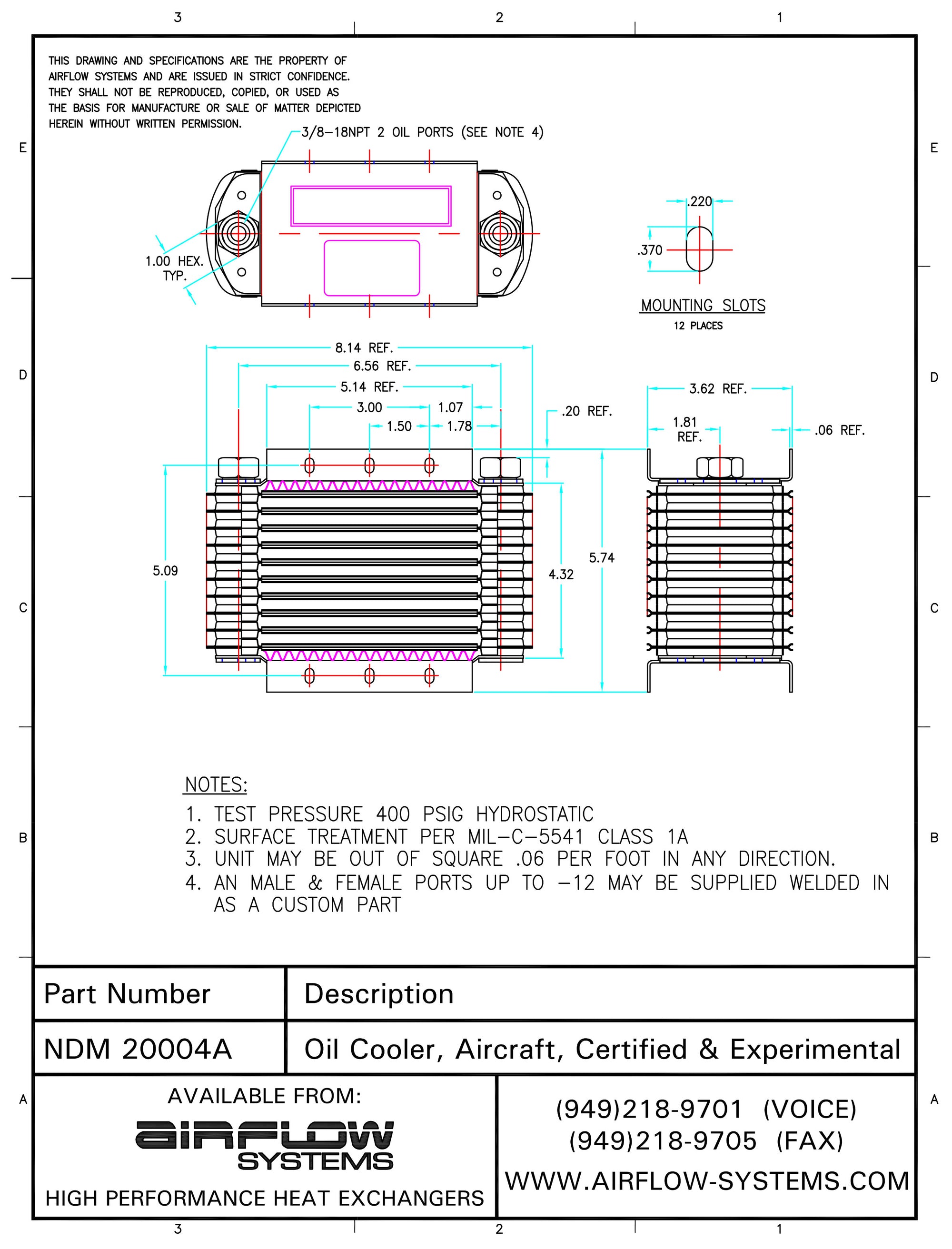 20004A NDM/NTP Aircraft Oil Cooler