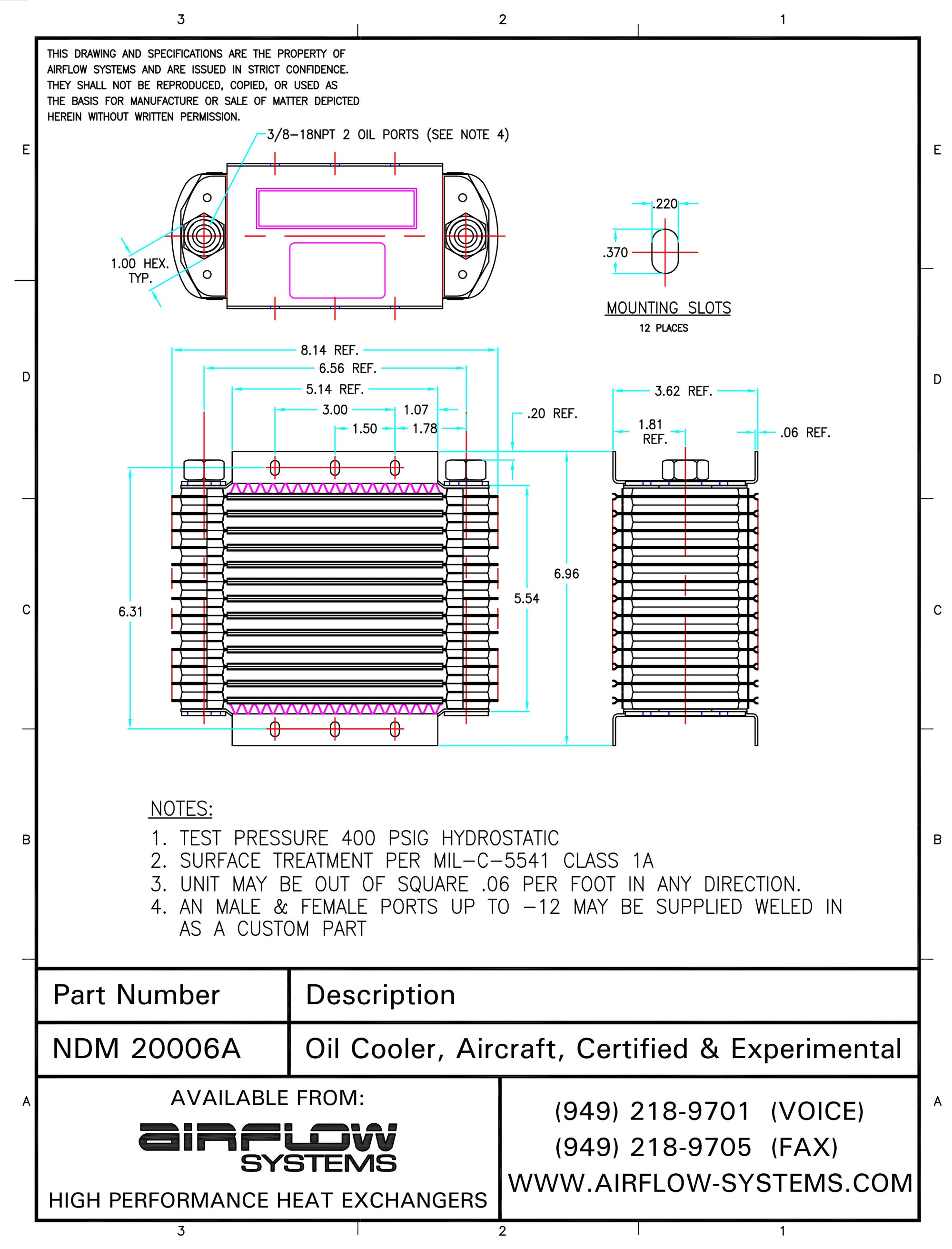 20006A NDM/NTP Aircraft Oil Cooler