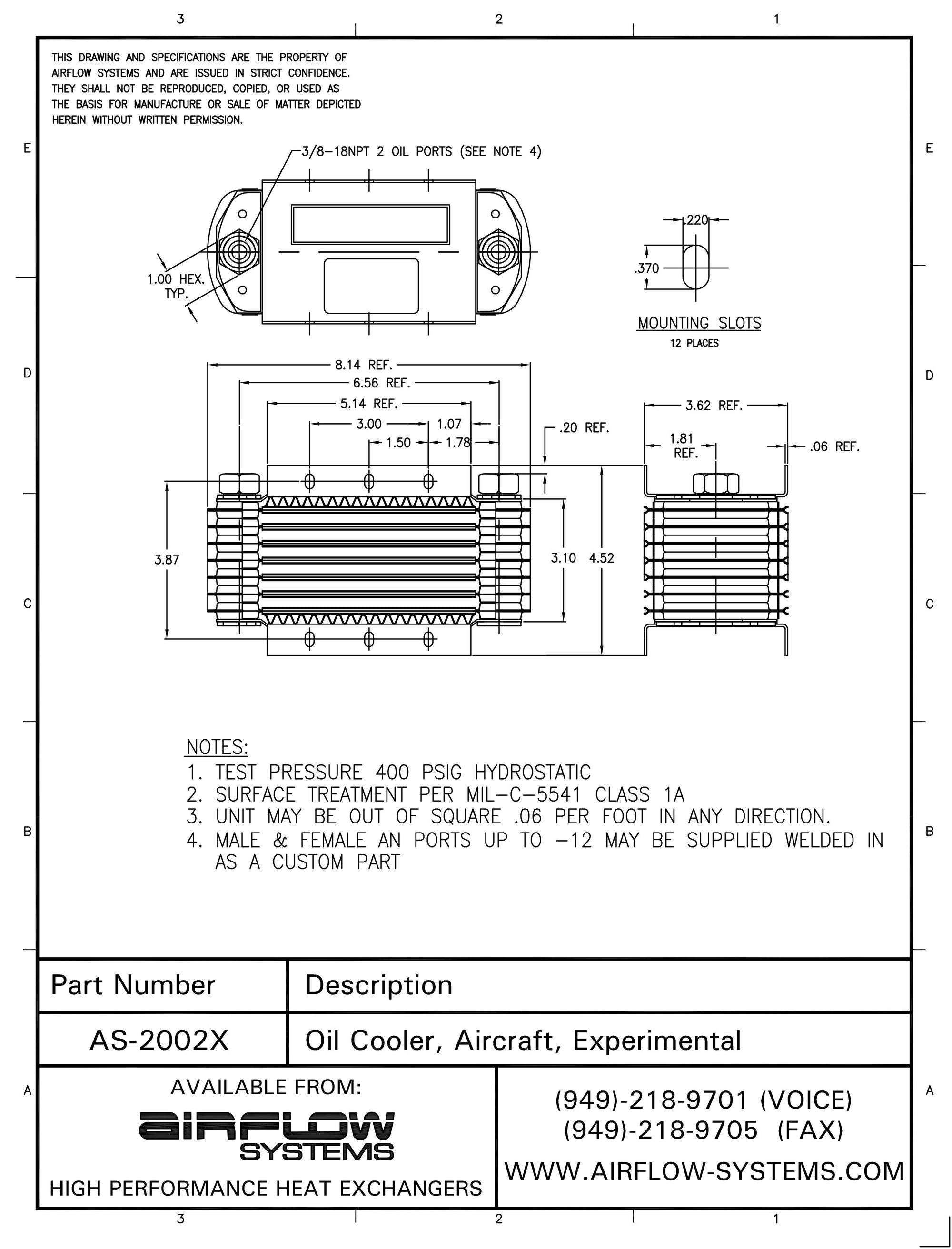 2002X X-Series Aircraft Oil Cooler